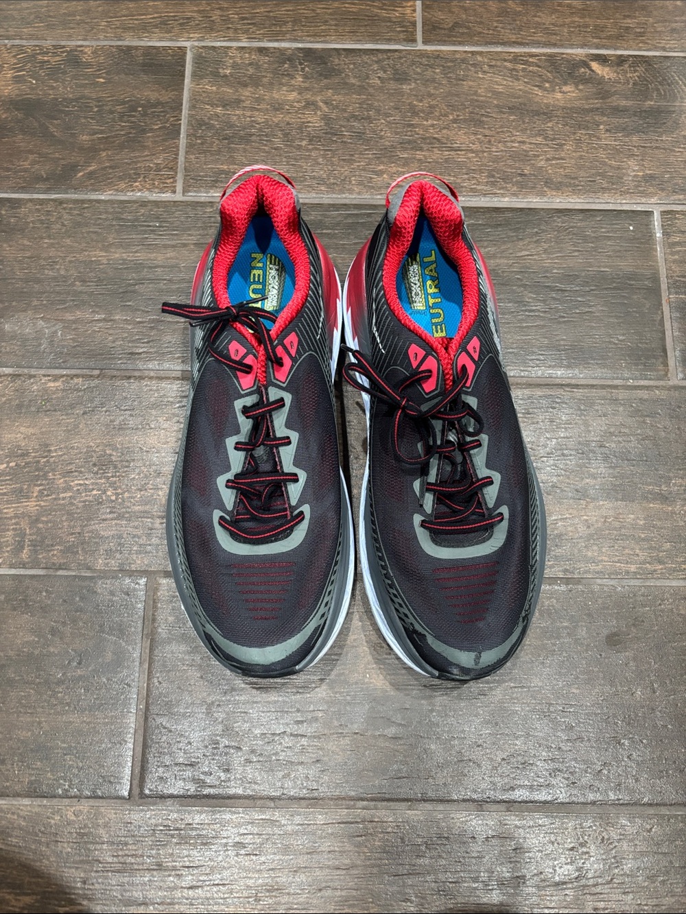 Hoka Men's Neutral Running Shoes - Black, Red & Blue